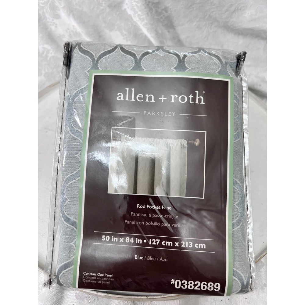 Allen + Roth Parksley Blue Rod Pocket Curtain Panel 50x84 0382689